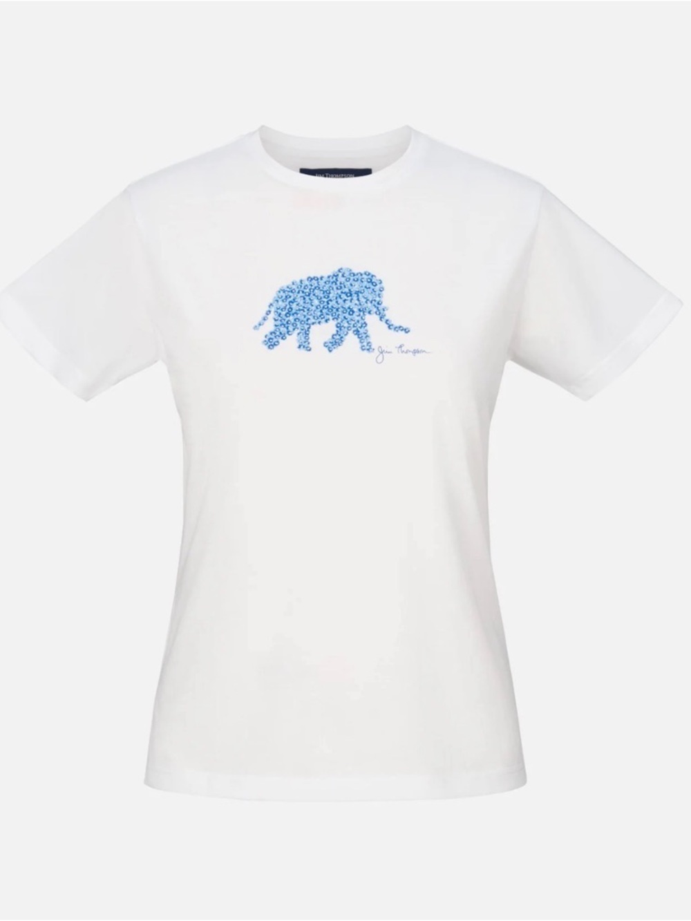 Jim Thompson Elephant Crystal Blue Pima Cotton Tee ,M